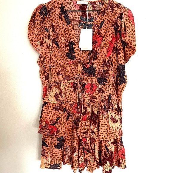 NEW ULLA JOHNSON Oni Dress Garden Rose Tiered Ruffle Floral 100% Silk Size 2 - Picture 15 of 16